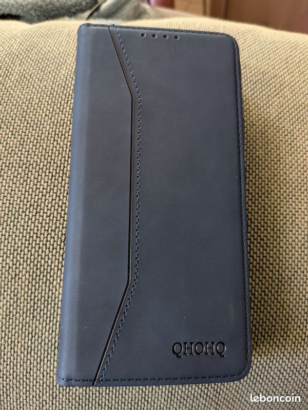 Étui Portefeuille Cuir Dark Blue QHOHQ + Verre Trempé pour Samsung S25 Edge 5G (image 1)