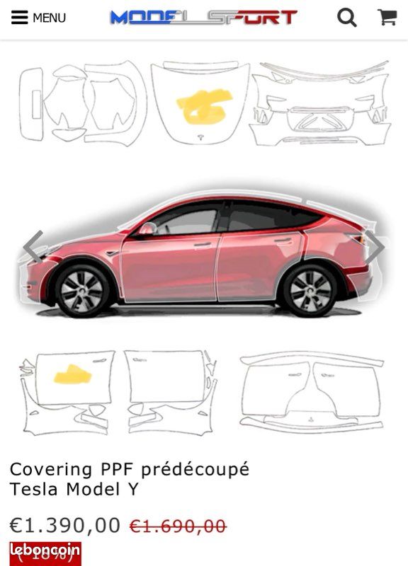 Covering PPF prédécoupé Tesla Model 3