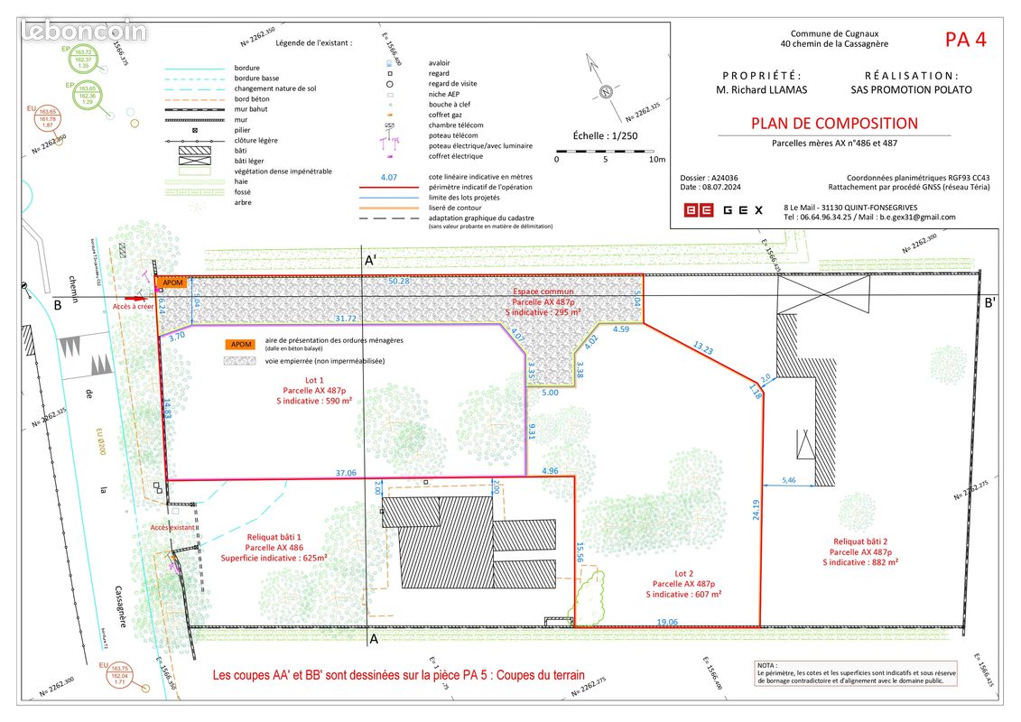 Terrain à bâtir à Cugnaux de 607 et 590m² · 155 000 €