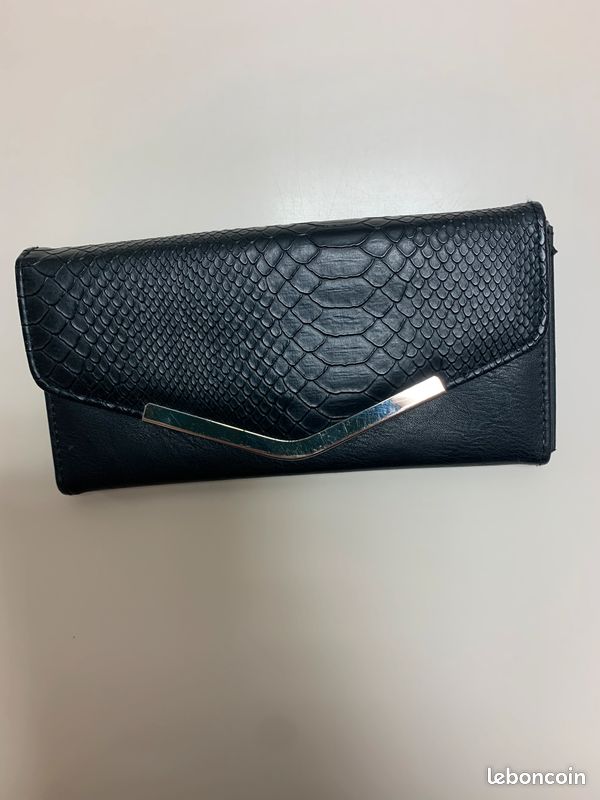 Portefeuille Multipoches 100% Cuir Noir Natural Harmony | Fabriqué En France | Bon État