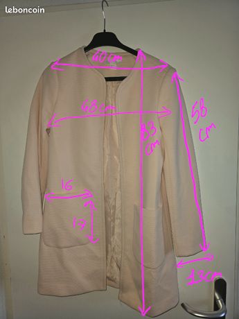 Veste H&M Couleur Paon Rose Pastel - Taille M - Occasion En Très Bon état - Style Pea Coat