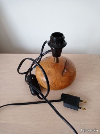 Lampe à Pied Vintage – Abat-jour Corde Et Boule En Bois – Design Rétro
