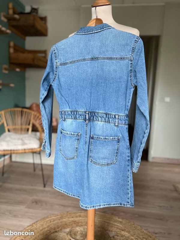 💙 Robe Chemise en Jean Zara Patchwork – 13/14 ans (164 cm