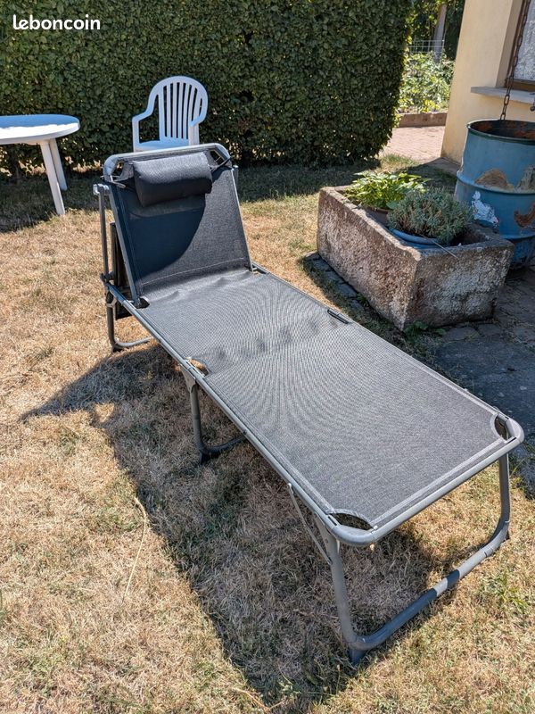 Transat pliable inclinable avec coussin (image 1)