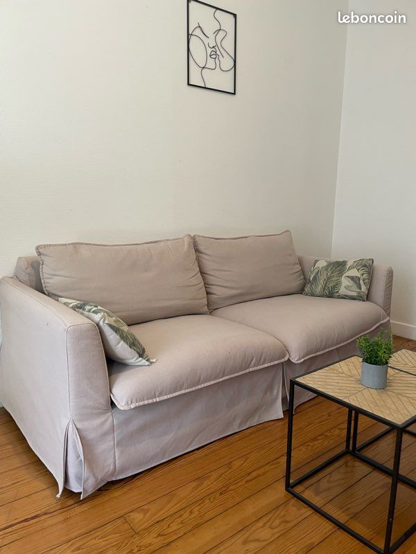 Canapé droit beige (image 1)