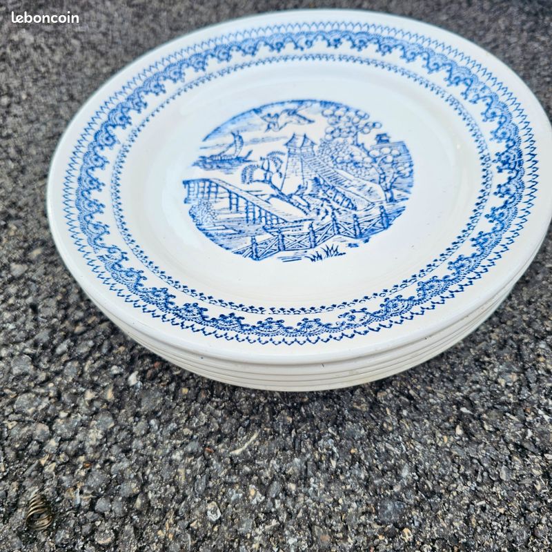 Rare 5 anciennes assiettes décoratives signée CMS (image 2)