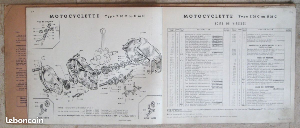 Catalogue de Pièces détachées Motobécane 175 cm3 Z26C, U26C, Z27C et U27C (image 3)