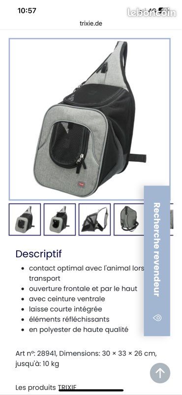 Sac ventral pour chien max 10kg Accessoires animaux