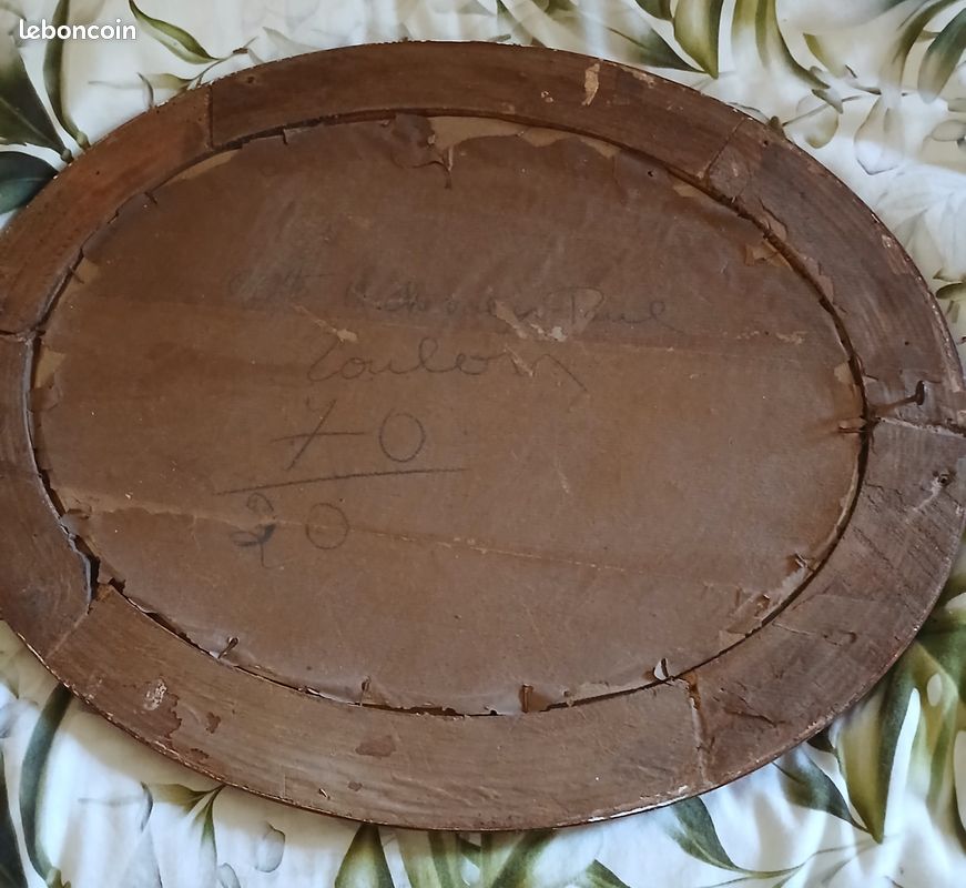 Cadre ancien ovale en loupe d'orme (image 4)