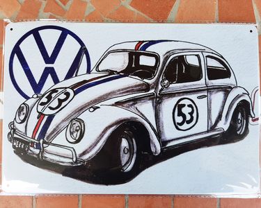Plaque d'immatriculation Maillefaud arrière Volkswagen Coccinelle pare choc moustache fond noir