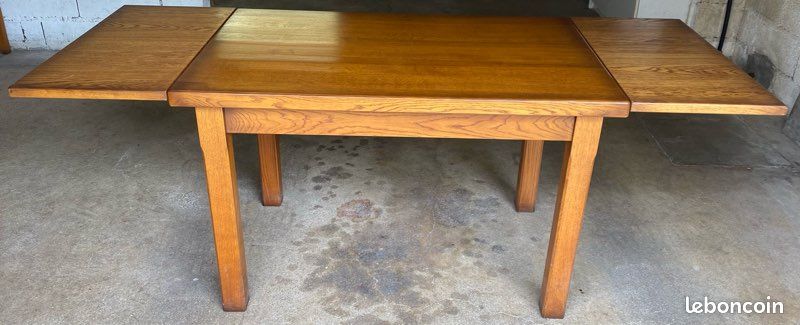 Lot table de salle à manger en chêne massif + 4 chaises et 2 tabourets (image 2)