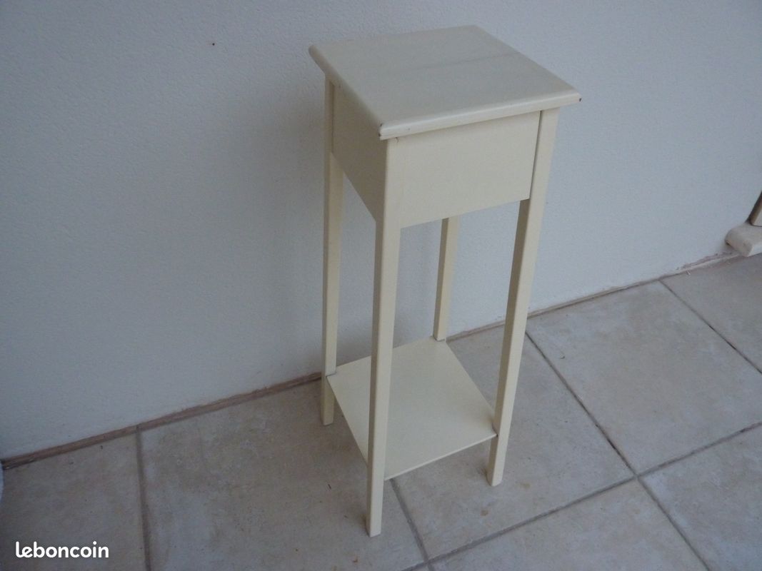 Guéridon sellette console beige en bois (image 2)