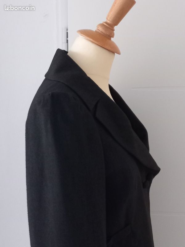 Veste Alain Manoukian Taille 38 - Laine/élastane/polyester, Noire, Col Officier, Occasion Très Bon état