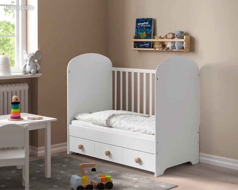 LIT BÉBÉ 60x120 + MATELAS + ALAISE + TOUR DE LIT (image 7)