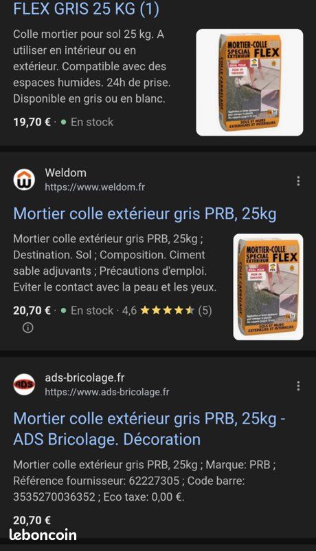 Mortier-colle pour carrelage Bricolage