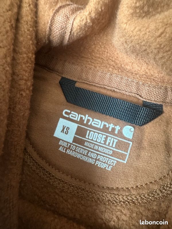 Sweat à Capuche Carhartt Marron Carhartt Brown Customisé Chat - Taille XS (image 10)