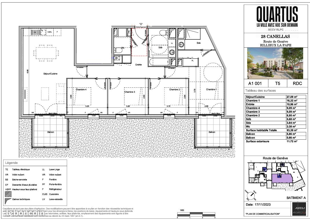 Appartement 5 pièces 92 m² · à Rillieux-la-Pape · 92 m² · 1 241 €/mois