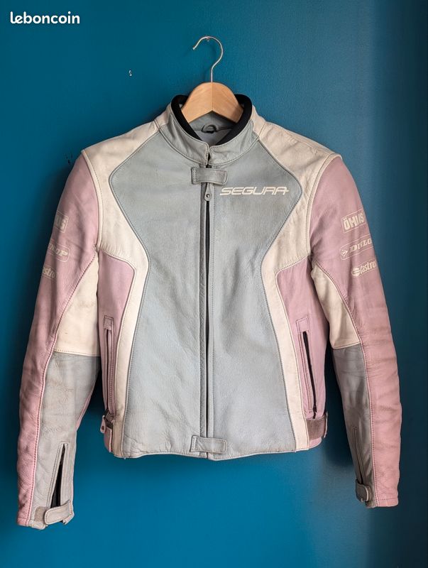 Veste Moto Matelassée EXPRESS - Simili Cuir Rose - Taille L - Neuve Avec Étiquettes