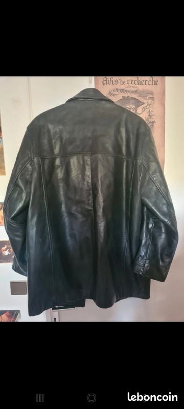 Manteau en cuir noir (image 4)