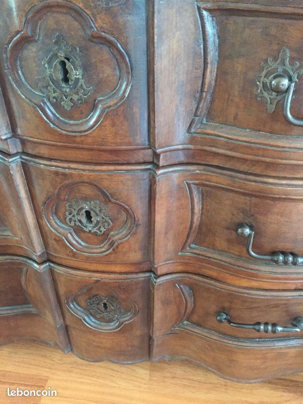 Belle Commode 18eme Arbalète Noyer Massif (image 9)
