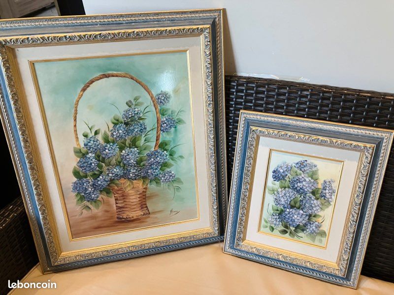 Tableau Porcelaine Peinture à l’Huile - Fleurs (image 1)