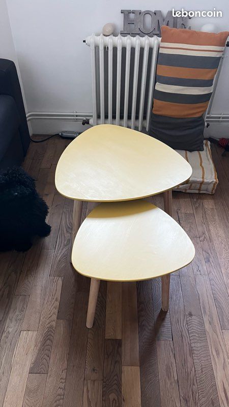 Tables basses peintes jaune moutarde (image 1)