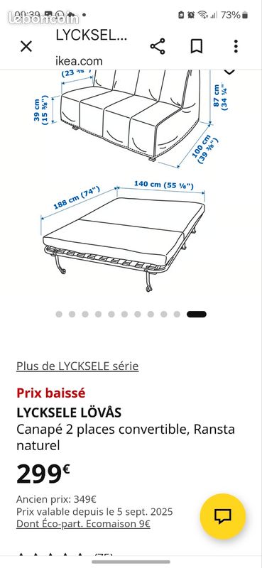 Canapé BZ Ikea (image 2)
