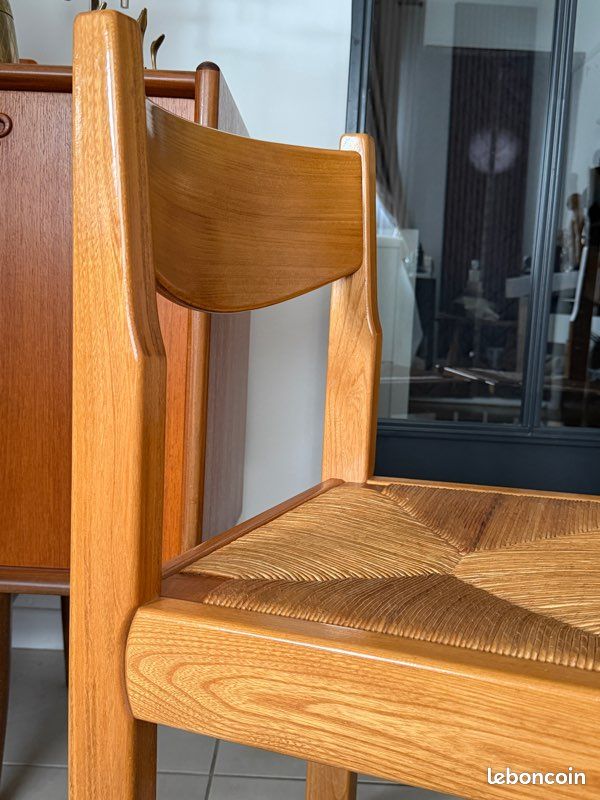 Ancienne paire de chaises en orme massif Maison Regain vintage (image 9)