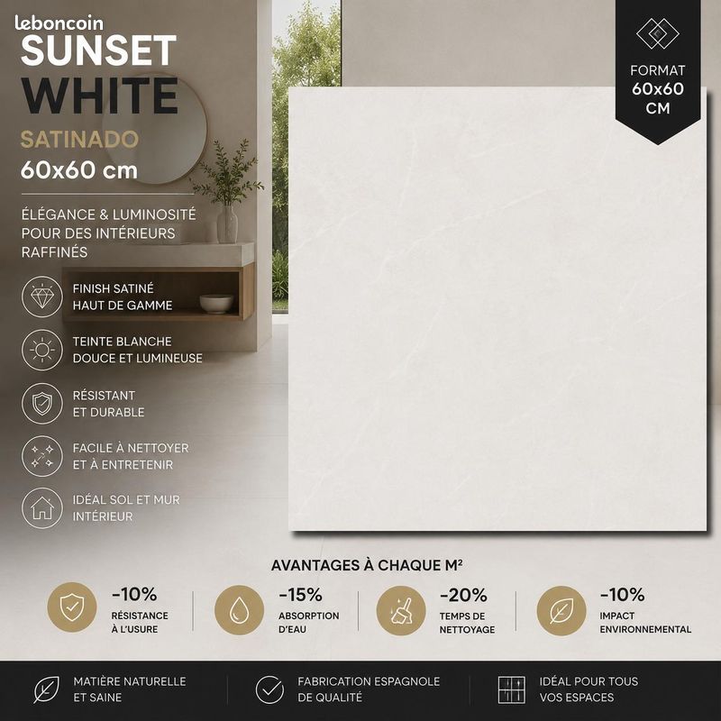 Carrelage grès cérame 60x60 pour sol et mur (image 2)