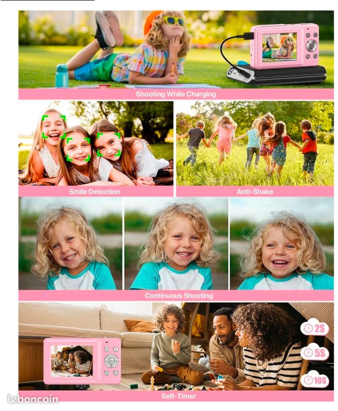 Appareil photo numérique 1080p 44MP compact et portable avec écran LCD de 6 cm, zoom numérique 16x, carte mémoire micro 32Go, 1 batterie, pour enfants, adolescents, étudiants, débutants, violet Appareil photo numérique 1080p 44MP compact et portable avec écran LCD de 6 cm, zoom numérique 16x, carte mémoire micro 32Go, 1 batterie, pour enfants, adolescents, étudiants, débutants, violet