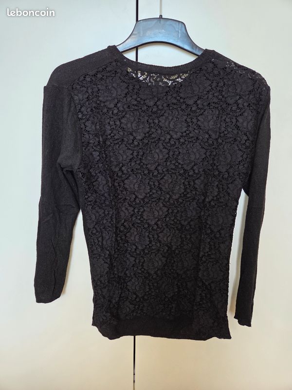 Sweat Zara Femme Noir Avec Dentelle - Taille L - Occasion Très Bon état