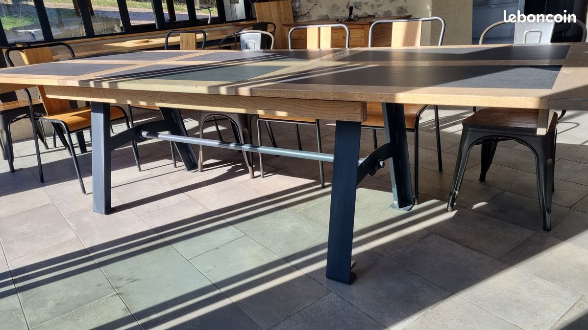 Table Céramique Acier Bois (image 1)