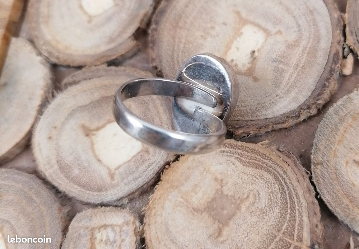 Bague réglable coquillage cauri sur Argent 925/1000 Montres Bijoux - Main Image