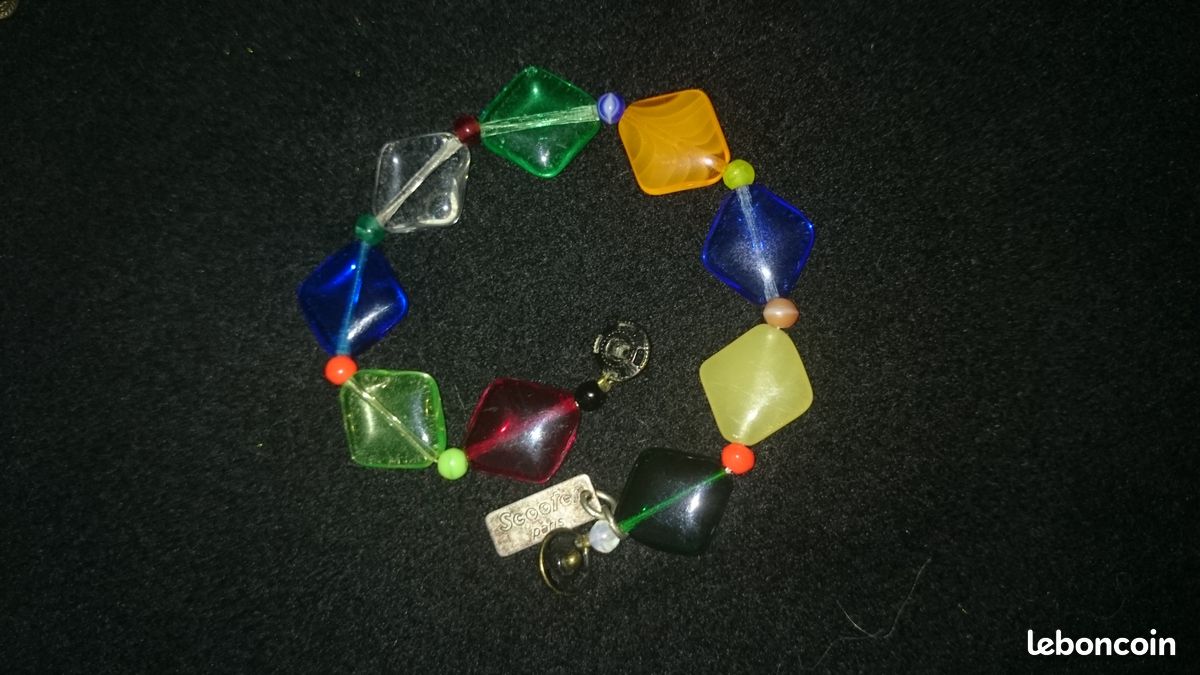 Bracelet marque Scooter multicolore perles losanges en pâte de verre (image 18)