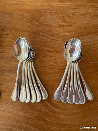 Lot De 12 Cuillères à Moka Christofle Collection Perle – Métal Argenté, Fabriqué En France