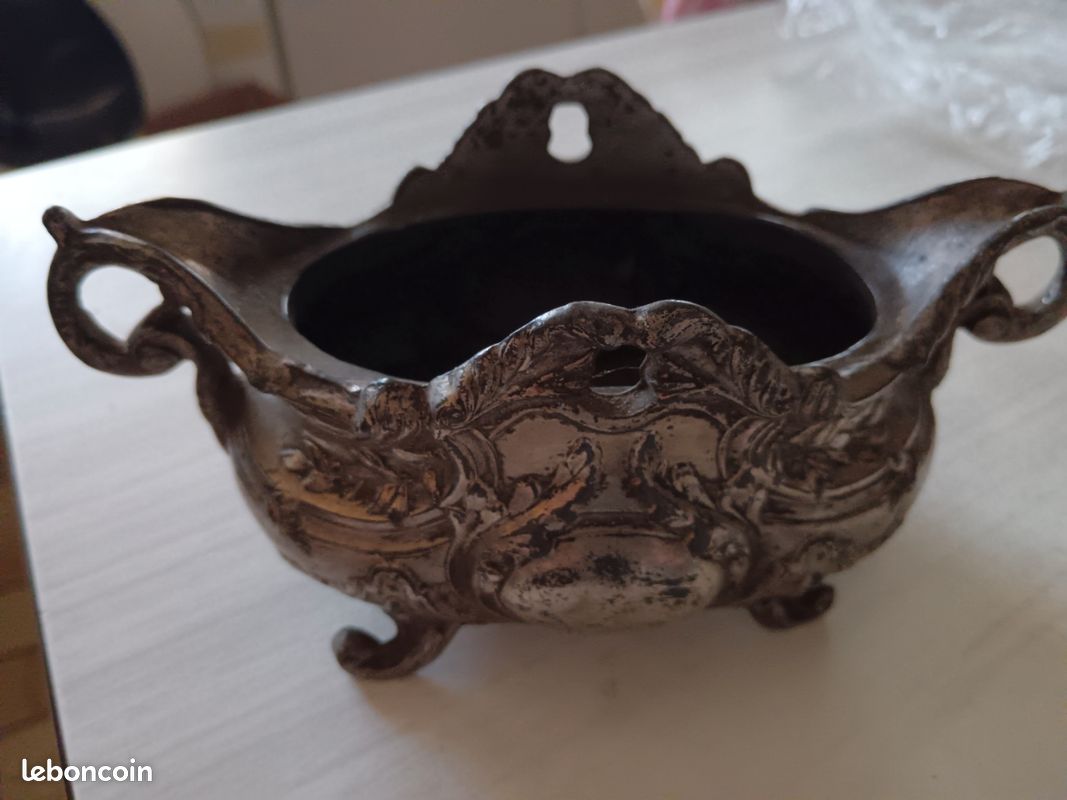 Table D'appoint Baroque Avec Jardinières - Style Antique, Marbre Et Or - Neuf, Hauteur 112 Cm - Déco Intérieur