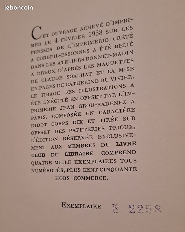 Livre Robinson Crusoé/Daniel de Foë 1958 numéroté (image 3)