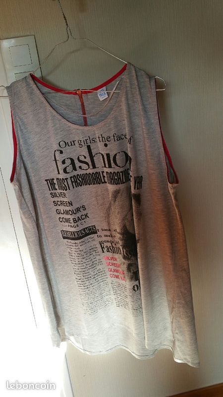 Tee-shirt gris à motifs Sans manches taille XXL ms mode (image 1)