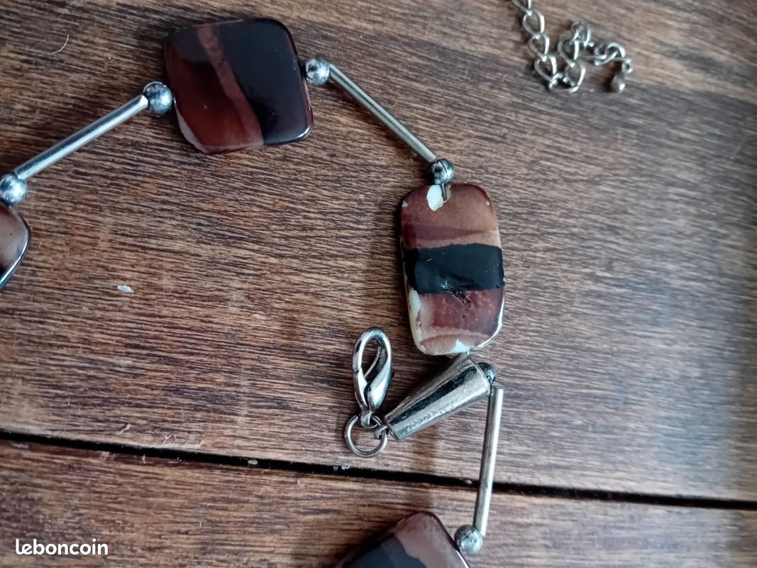 Collier Chan Luu 17 Simple - Marron/orange Avec Boucle D'oreille Allumette - Neuf