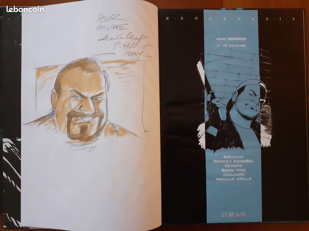 DEDICACE CAYMAN DESSIN couleur sur feuille de papier dessin original