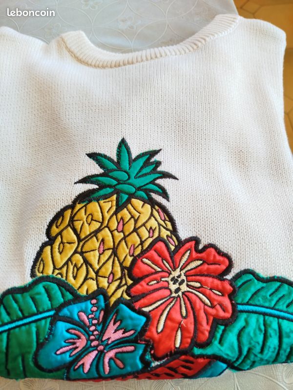 Pull Près Du Corps Noir En Acrylique 100% - Taille 42/44 - Vintage Col Rond - Occasion Très Bon état