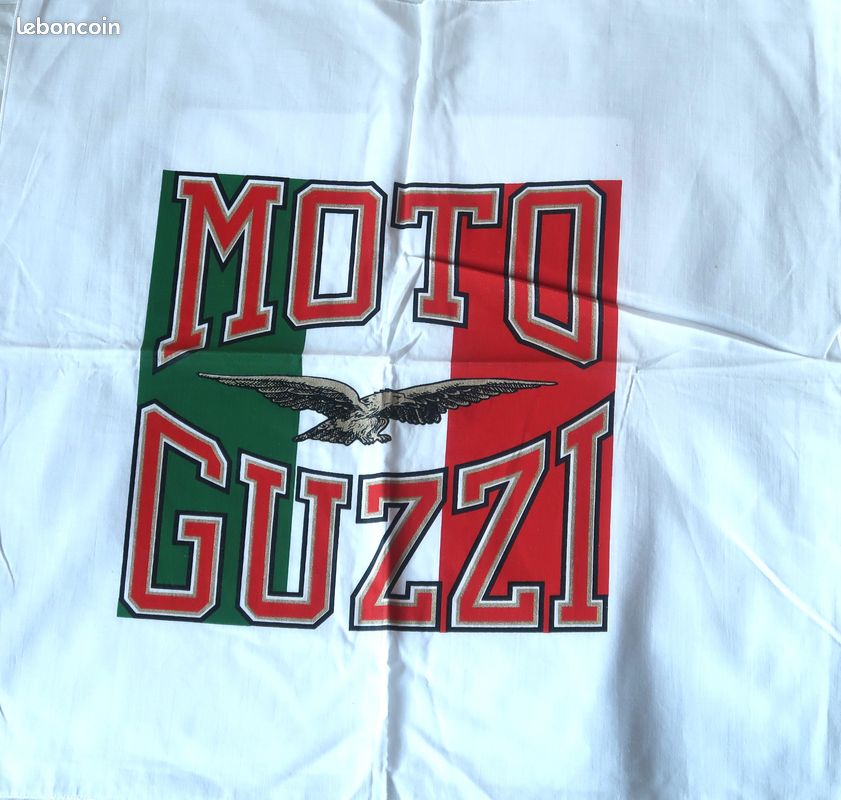 Foulard Carré Vintage Moto Guzzi - Thème Moto - Blanc - Occasion Bon état