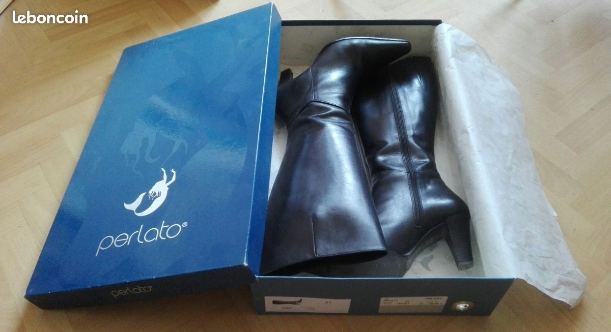 Bottes femme noires Perlato, cuir lisse (T37) (image 3)