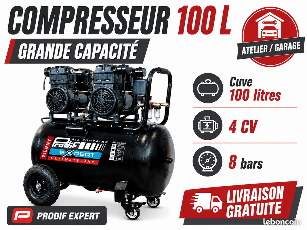 Compresseur silencieux 4CV atelier – Fabricant sableuse aérogommeuse Ardèche (image 2)