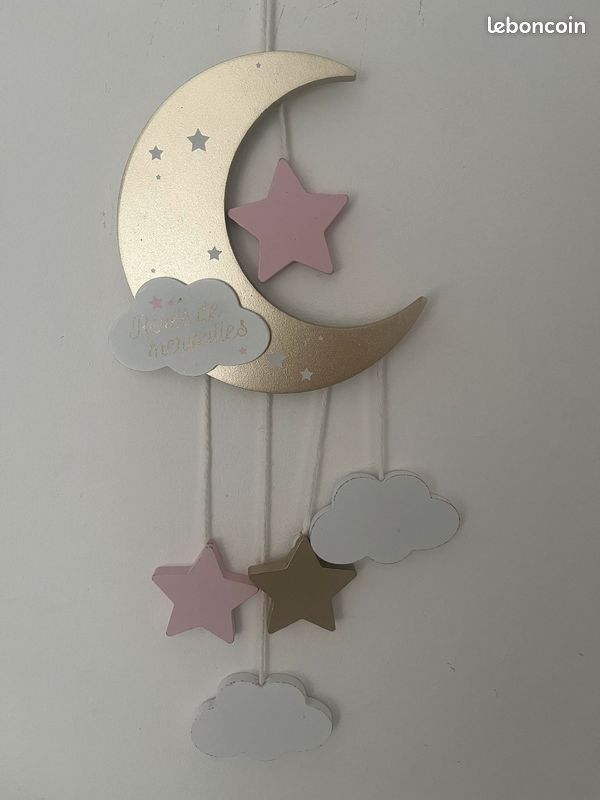 Decoration murale bébé fille atmosphera lune etoile (image 1)