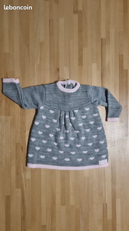 Robe Fille Bébé Caramel Gris et Rose 6 mois (image 1)