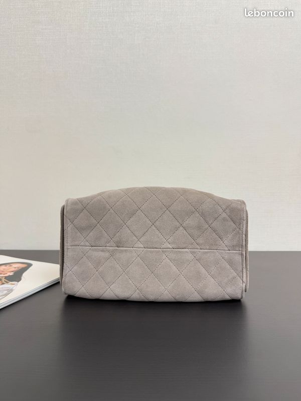Petit sac CHAN'NEL 25, daim et métal doré, gris (image 3)