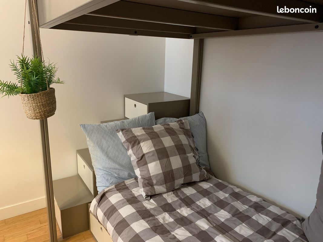 Lit Mezzanine Modulable accès escalier Espace Loggia (matelas 120 cm inclus) (image 6)