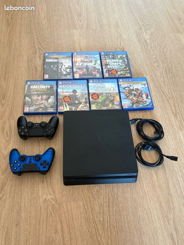 🎮 PS4 Slim + 2 manettes + 7 jeux – Très bon état (image 1)