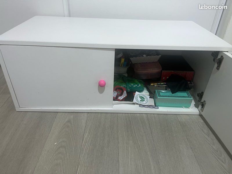 Petit meuble bas de rangement blanc – 2 portes – 80 cm (image 3)
